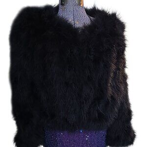 Luxurious Vintage 1980's Alex Evenings Marbou Feather Evening Jacket So Glam!